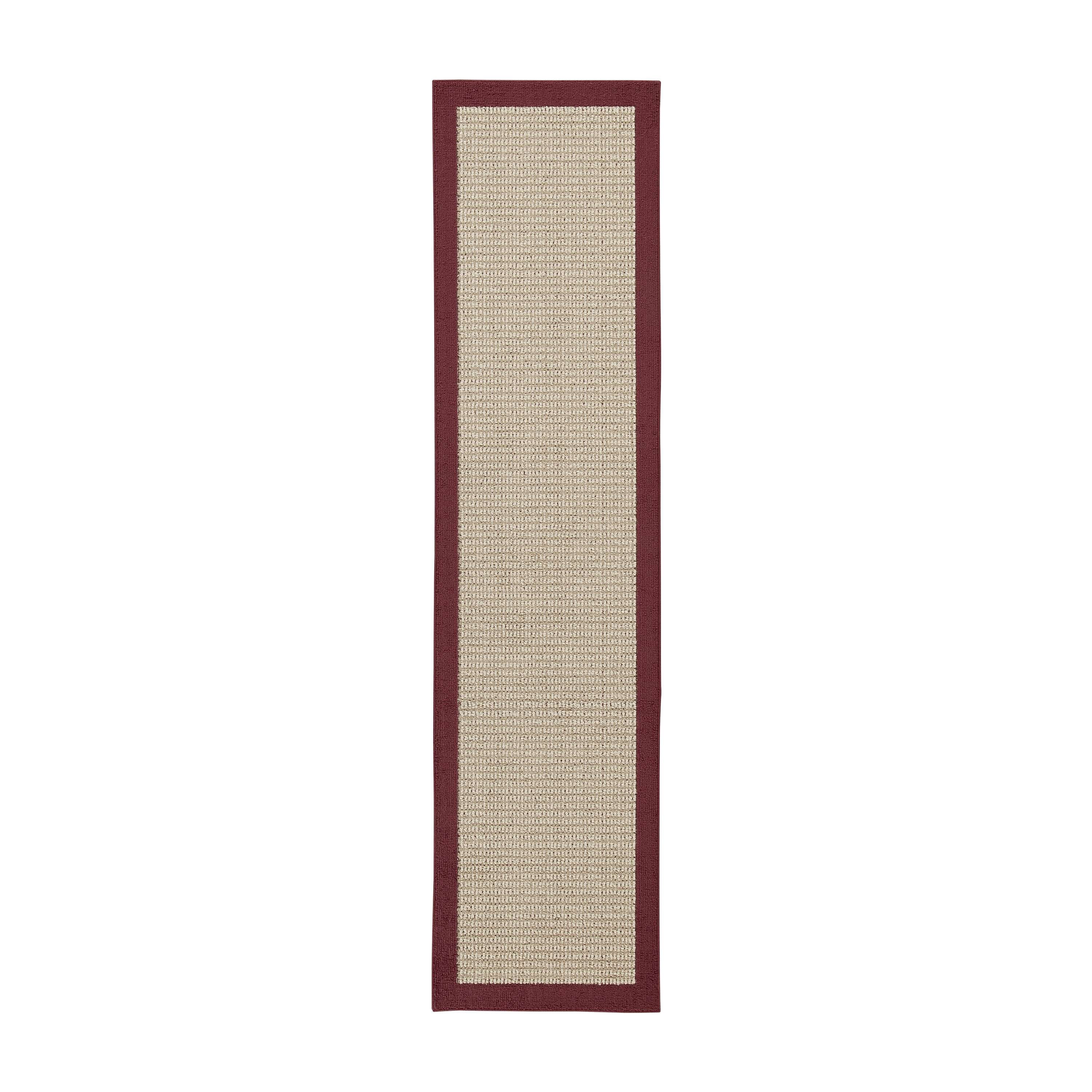 Mainstays Faux Sisal Olefin Red Border Indoor Hallway Runner Rug, 2 ft 6 in x 10 ft