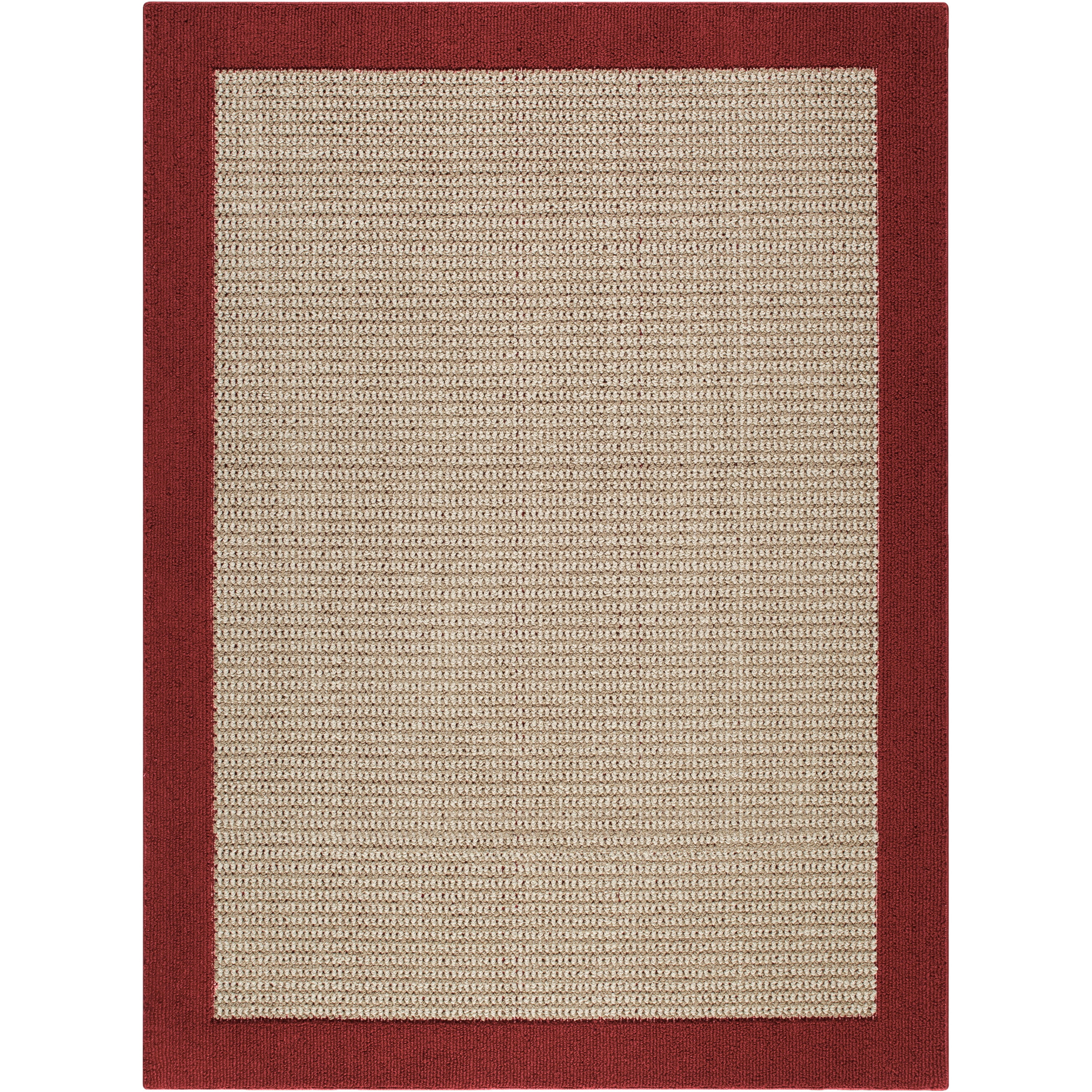 Free Shipping! Mainstays Traditional Faux Sisal Olefin Red Border