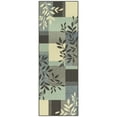 thumbnail image 1 of Mainstays Traditional Leaf Block Aqua Gray Indoor Hallway Runner Rug, 1'8"x5', 1 of 7