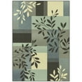 thumbnail image 1 of Mainstays Traditional Leaf Block Aqua Gray Print Indoor Area Rug, 5' x 7', 1 of 7