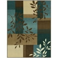 thumbnail image 1 of Mainstays Traditional Leaf Block Blue Brown Print Indoor Area Rug, 4'x5'4", 1 of 7