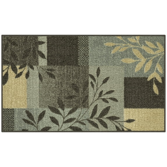 Mainstays Traditional Leaf Block Gray Print Indoor Accent Rug, 1'8"x2'10"