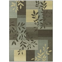 Mainstays Traditional Leaf Block Gray Print Indoor Area Rug, 7' x 10'