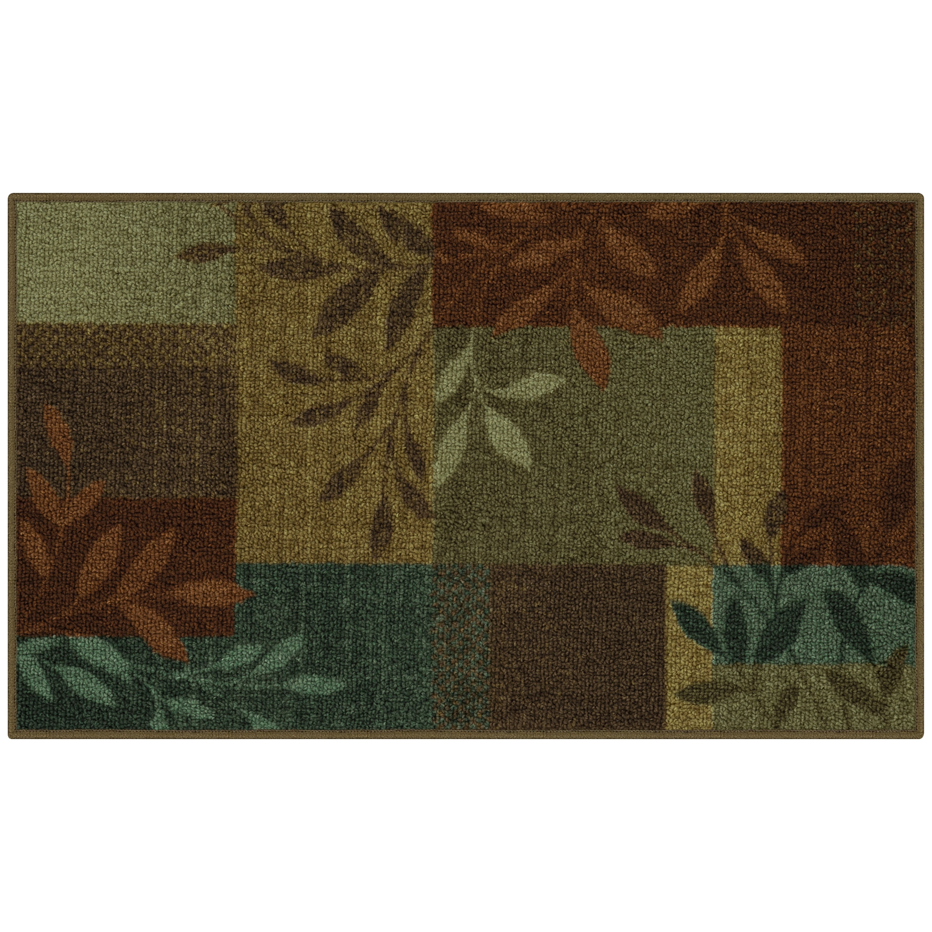 Mainstays Traditional Leaf Block Multicolor Print Indoor Accent Rug, 1'8"x2'10"'