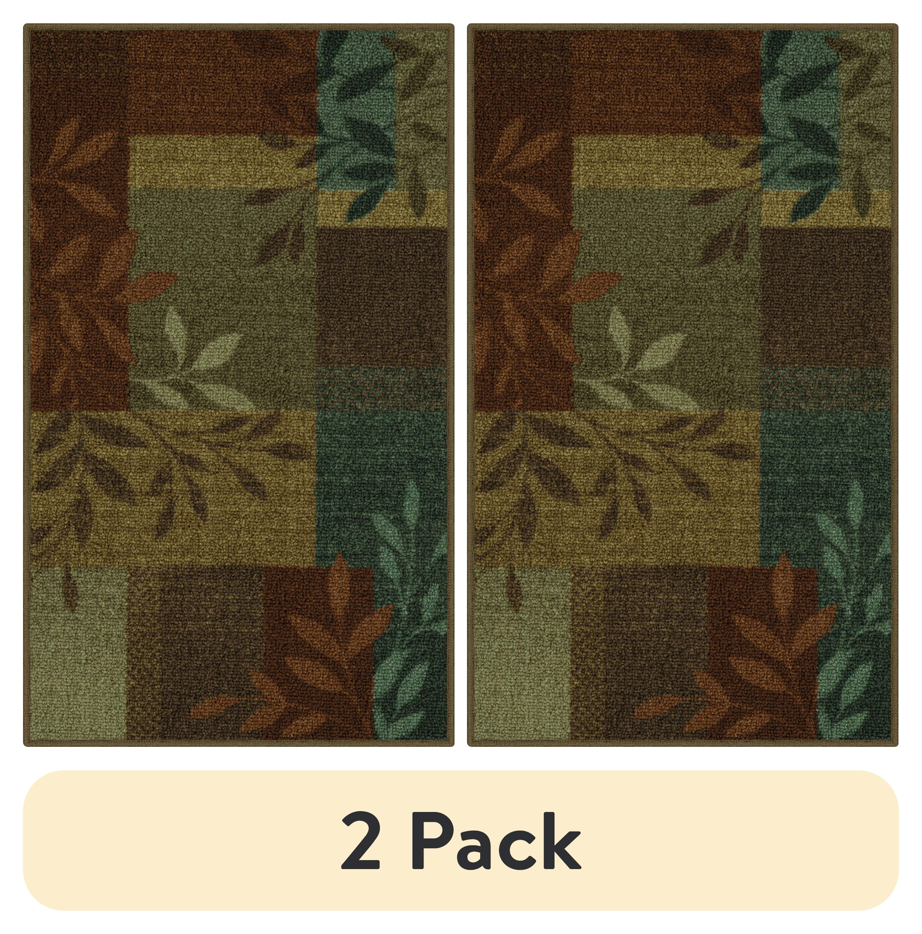 Multicolor Traditional Leaf Block Print Tufted Indoor Accent Rug