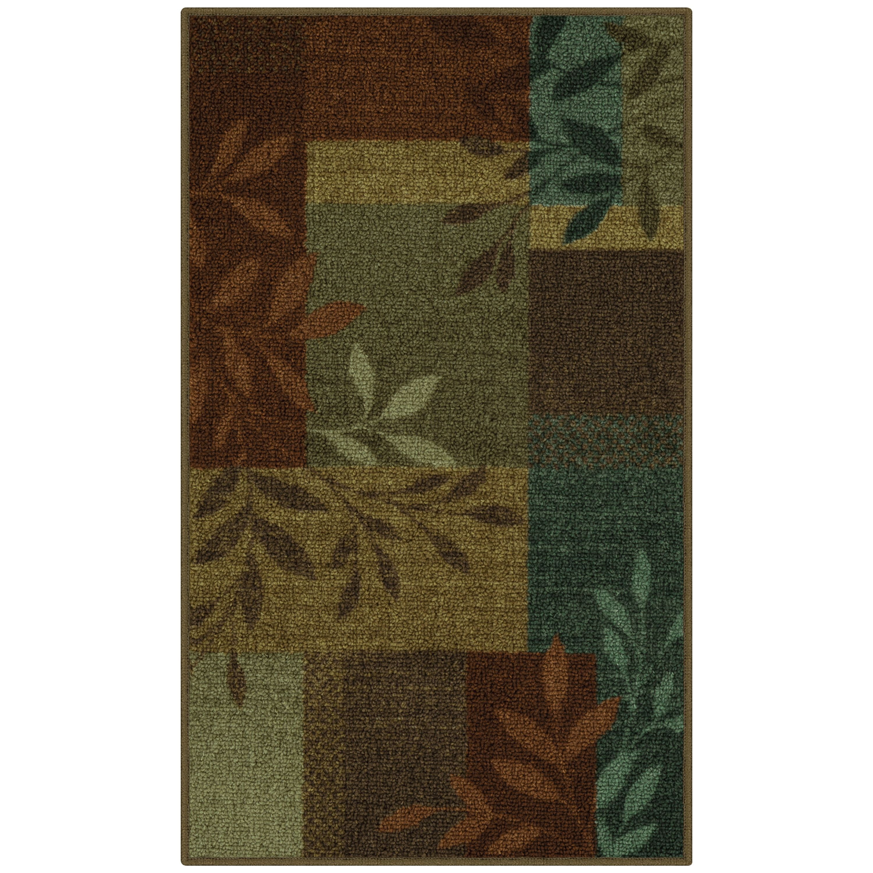Multicolor Traditional Leaf Block Print Tufted Indoor Accent Rug