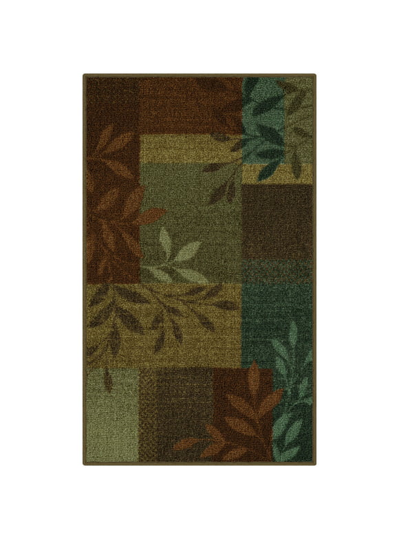 Mainstays Traditional Leaf Block Multicolor Print Indoor Accent Rug, 1'8"x2'10"'