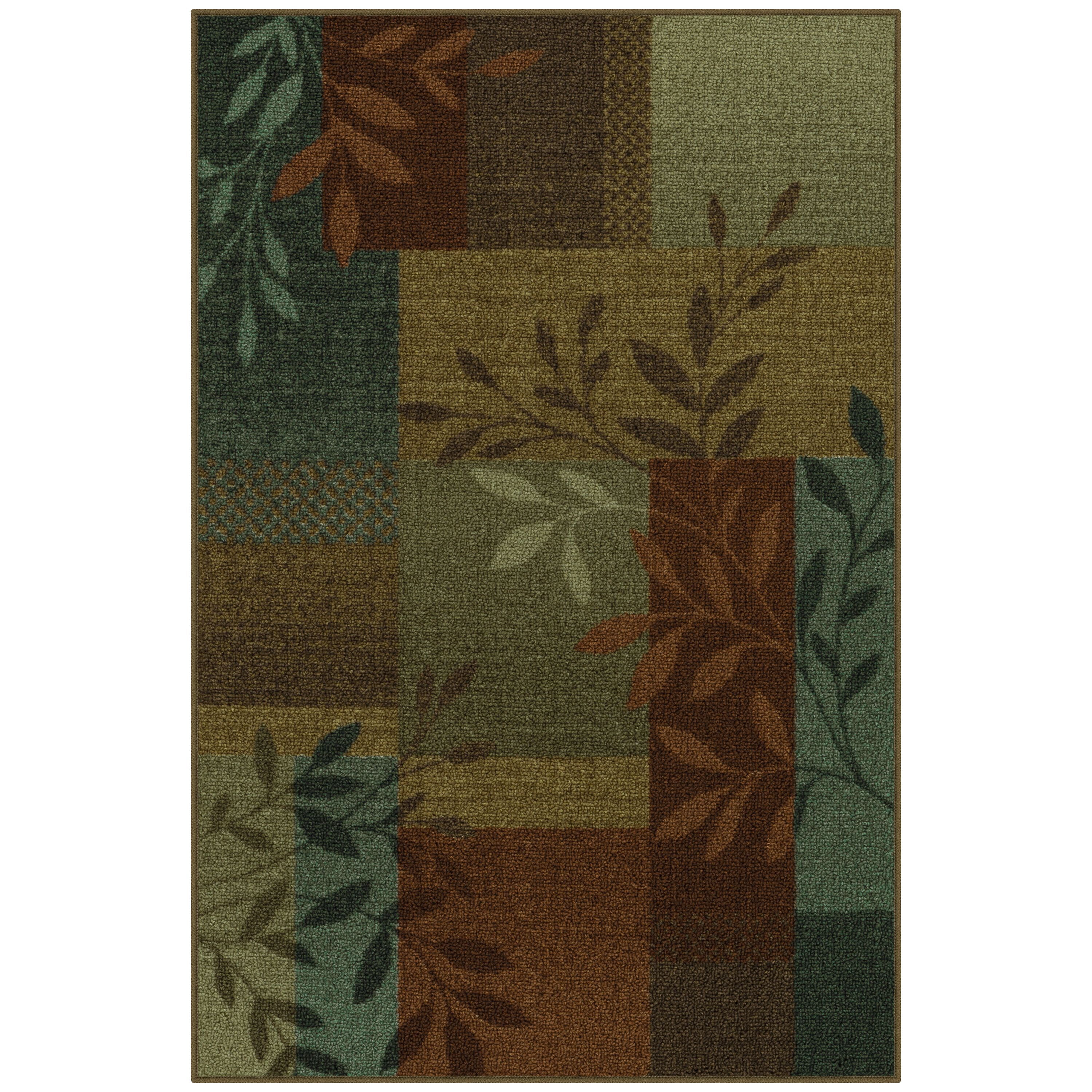 Mainstays Traditional Leaf Block Multicolor Print Indoor Accent Rug, 2'6"x3'10"'