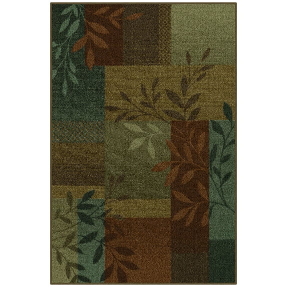 Mainstays Traditional Leaf Block Multicolor Print Indoor Accent Rug, 2'6"x3'10"'