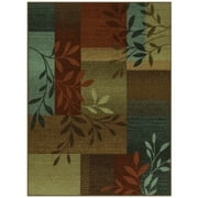 Mainstays Leaf Block Multicolor Indoor Area Rug, 4 ft x 5 ft 4 in