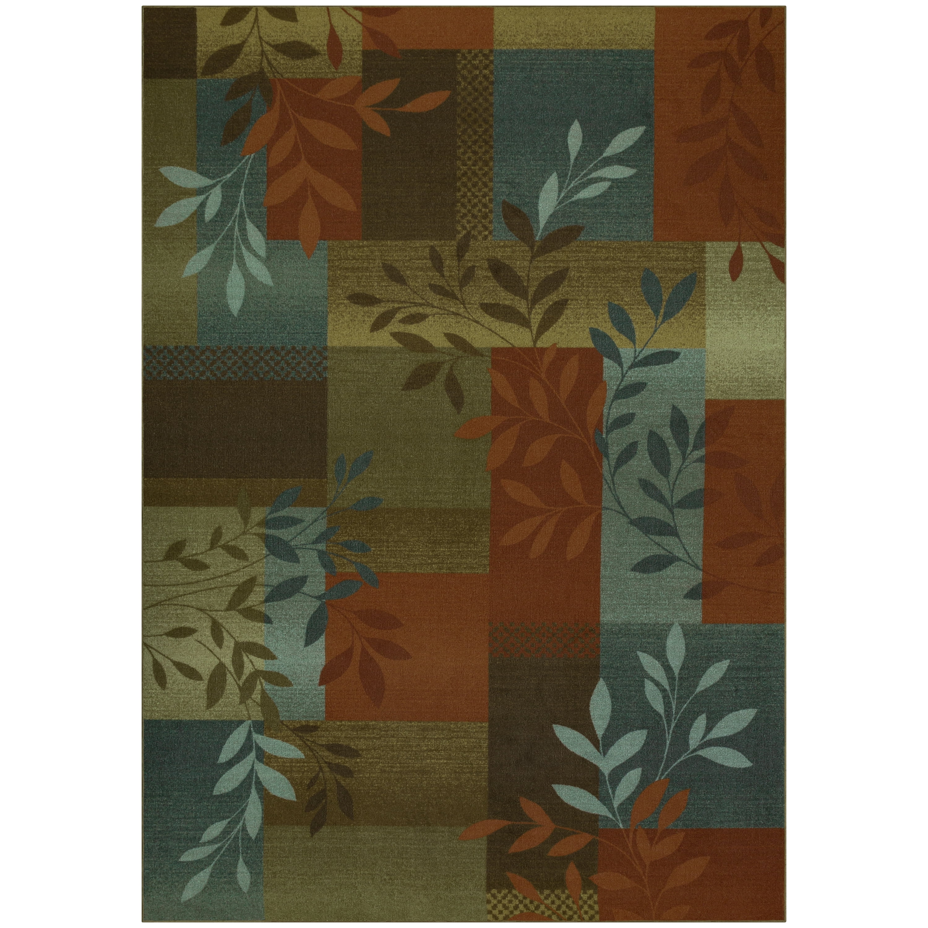 Mainstays Traditional Leaf Block Multicolor Print Indoor Large Area Rug ...