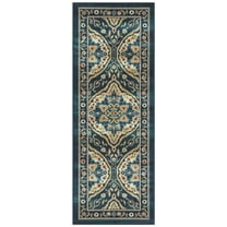 Mainstays Traditional Persian Teal Medallion Indoor Hallway Runner Rug, 1'8"x5'