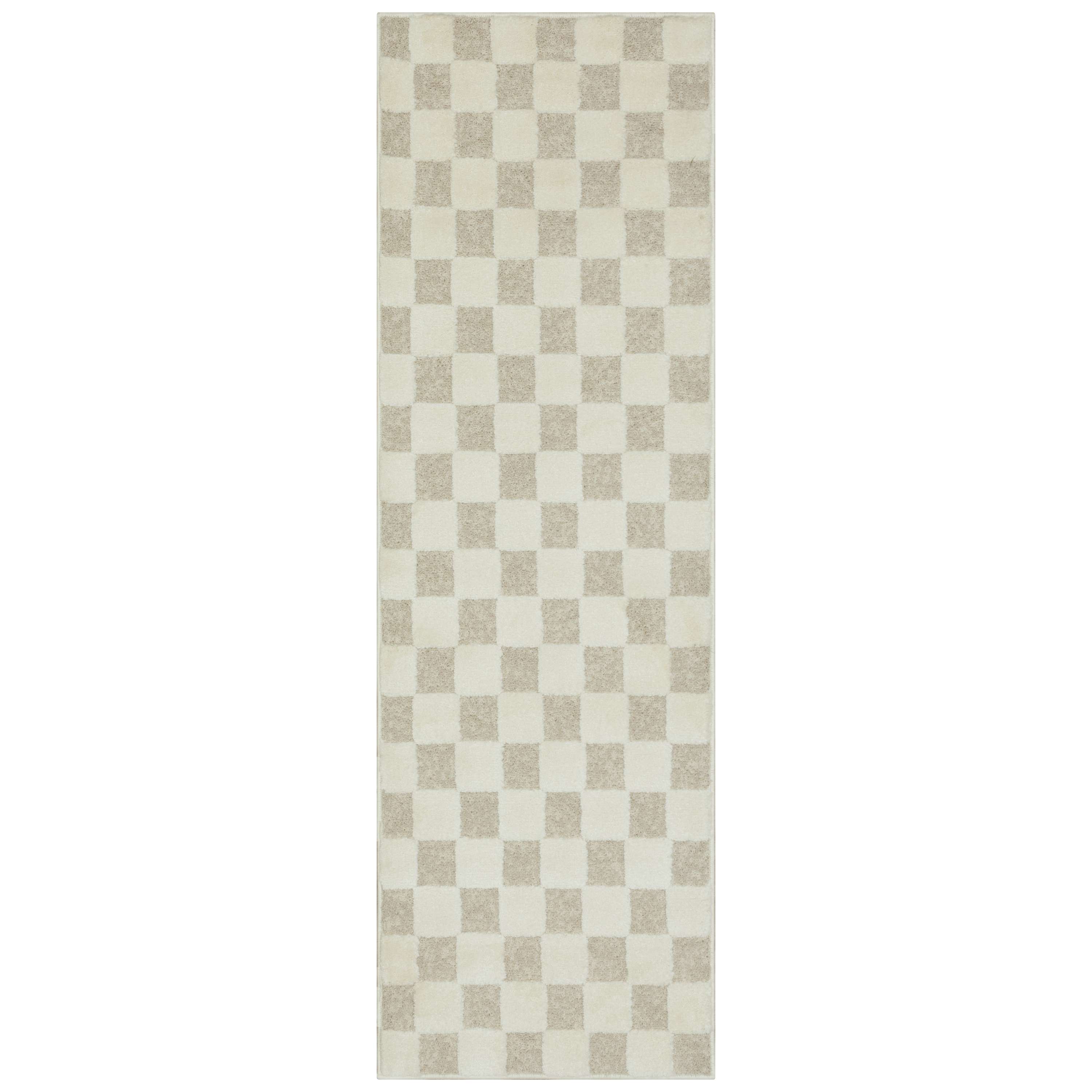 Mainstays Plush Check Ivory Indoor Runner Rug, 1 ft 11 in x 6 ft
