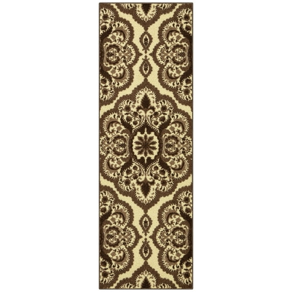 Mainstays Traditional Roxanne Medallion Brown Hallway Runner Rug, 1'8"x5'