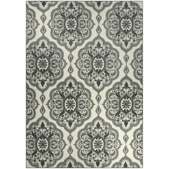 Mainstays Traditional Roxanne Medallion Gray Indoor Living Room Area Rug, 7'x10'