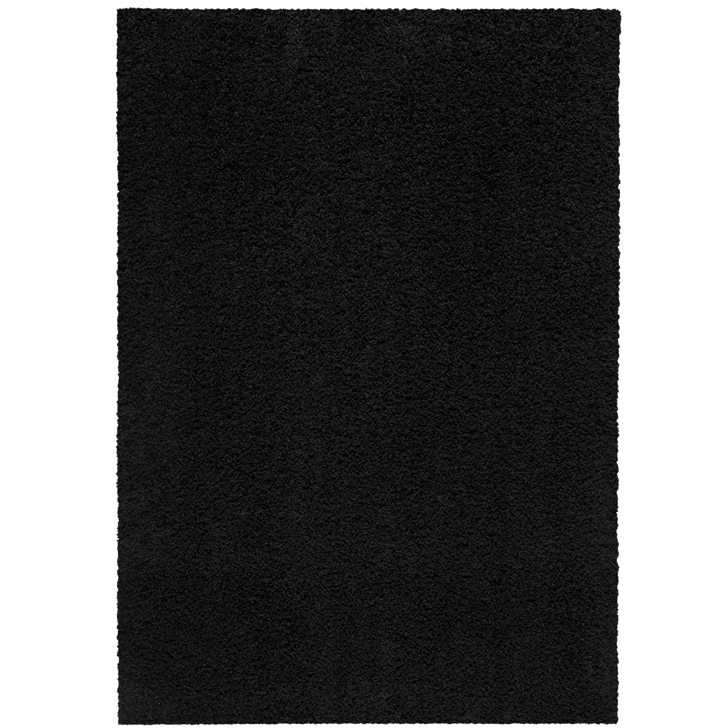 Mainstays Traditional Solid Black Shag Indoor Accent Rug, 2 ft 6 in x 3 ft 10 in