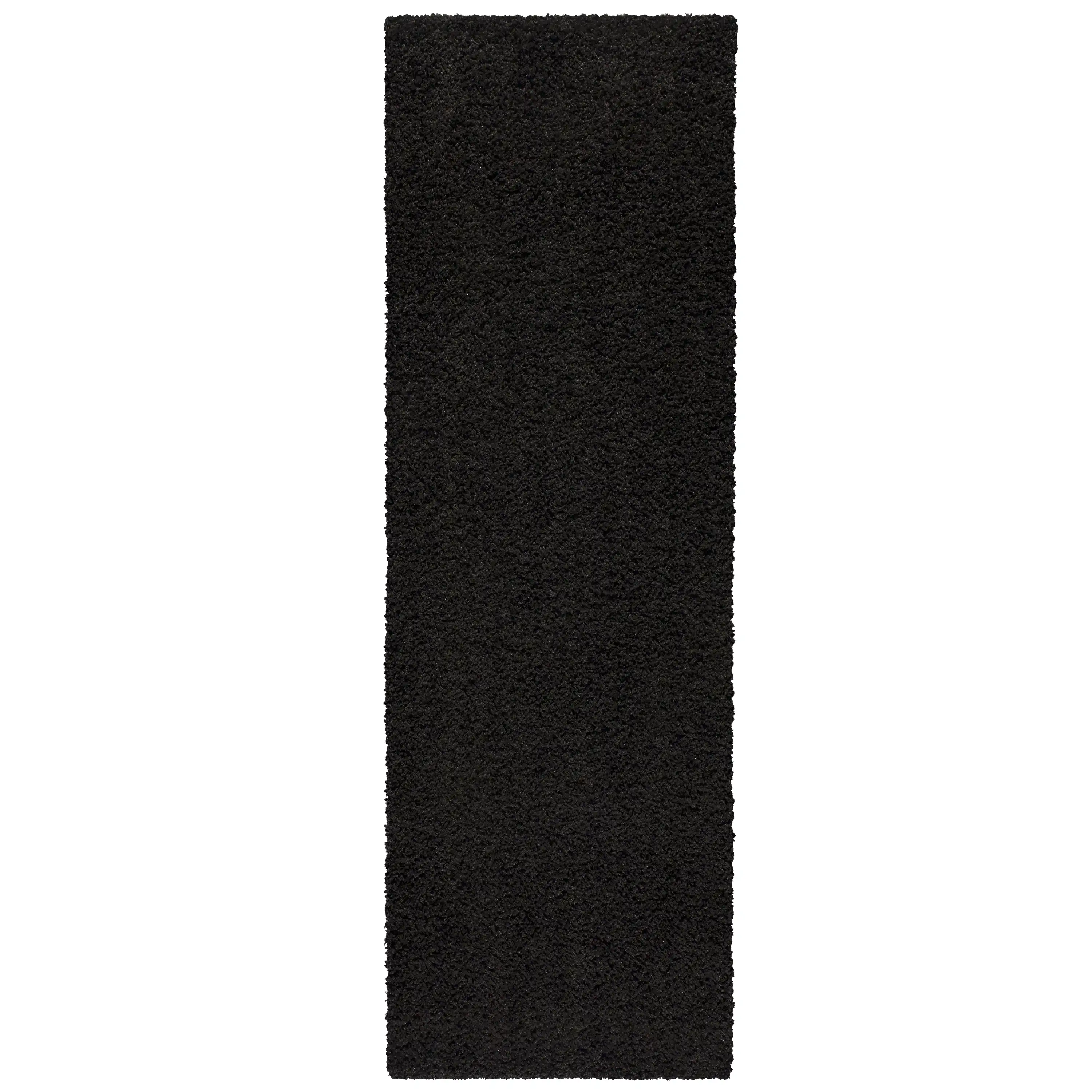 Mainstays Traditional Solid Black Shag Indoor Hallway Runner Rug, 1'9"x5'
