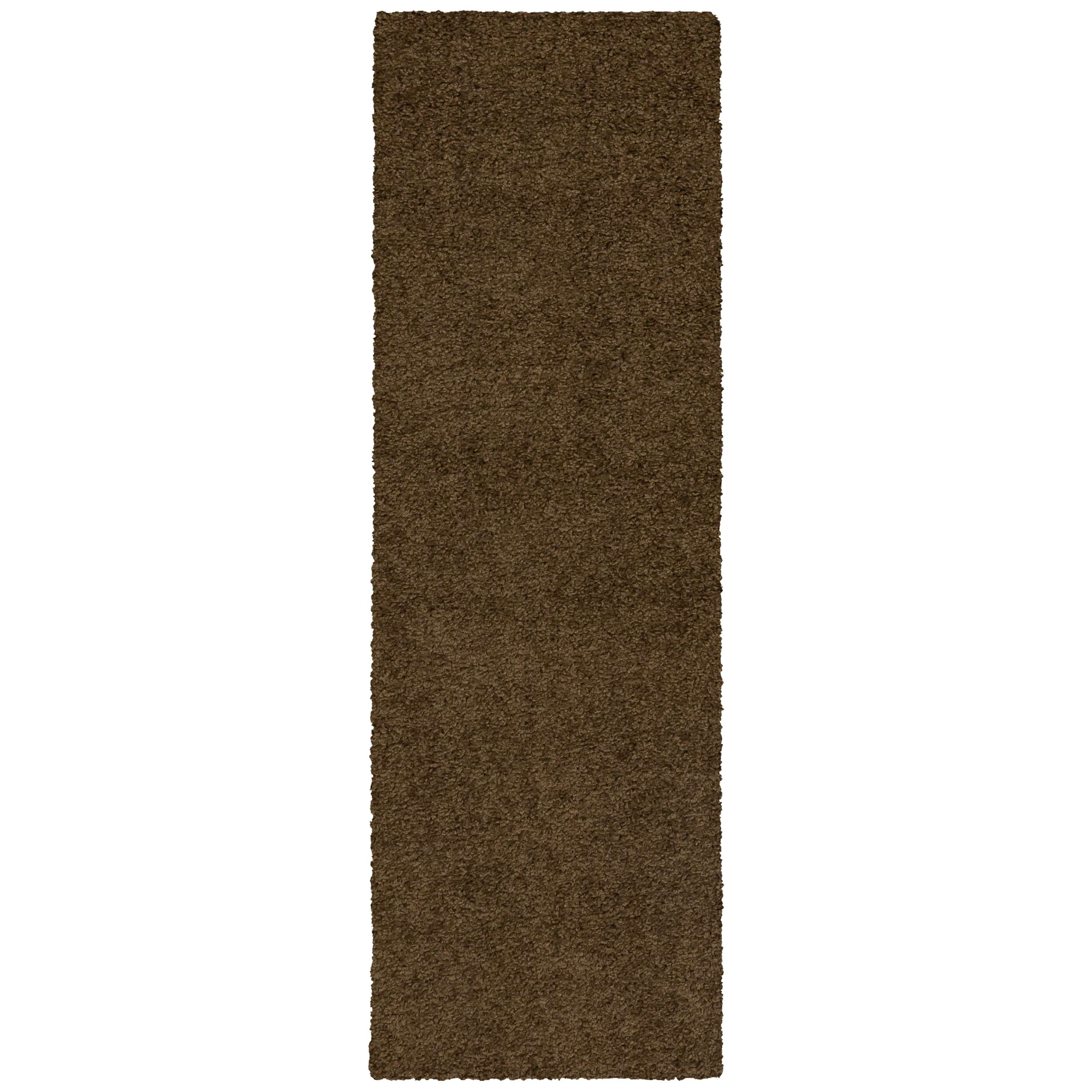 Mainstays Traditional Solid Brown Suede Shag Indoor Hallway Runner Rug, 2' x 6'