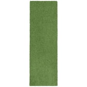 Mainstays Traditional Solid Green Shag Indoor Runner Rug, 1'9" x 5'