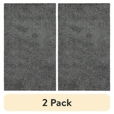 (2 pack) Mainstays Traditional Solid Gray Shag Indoor Accent Rug, 2'6"x3'10"