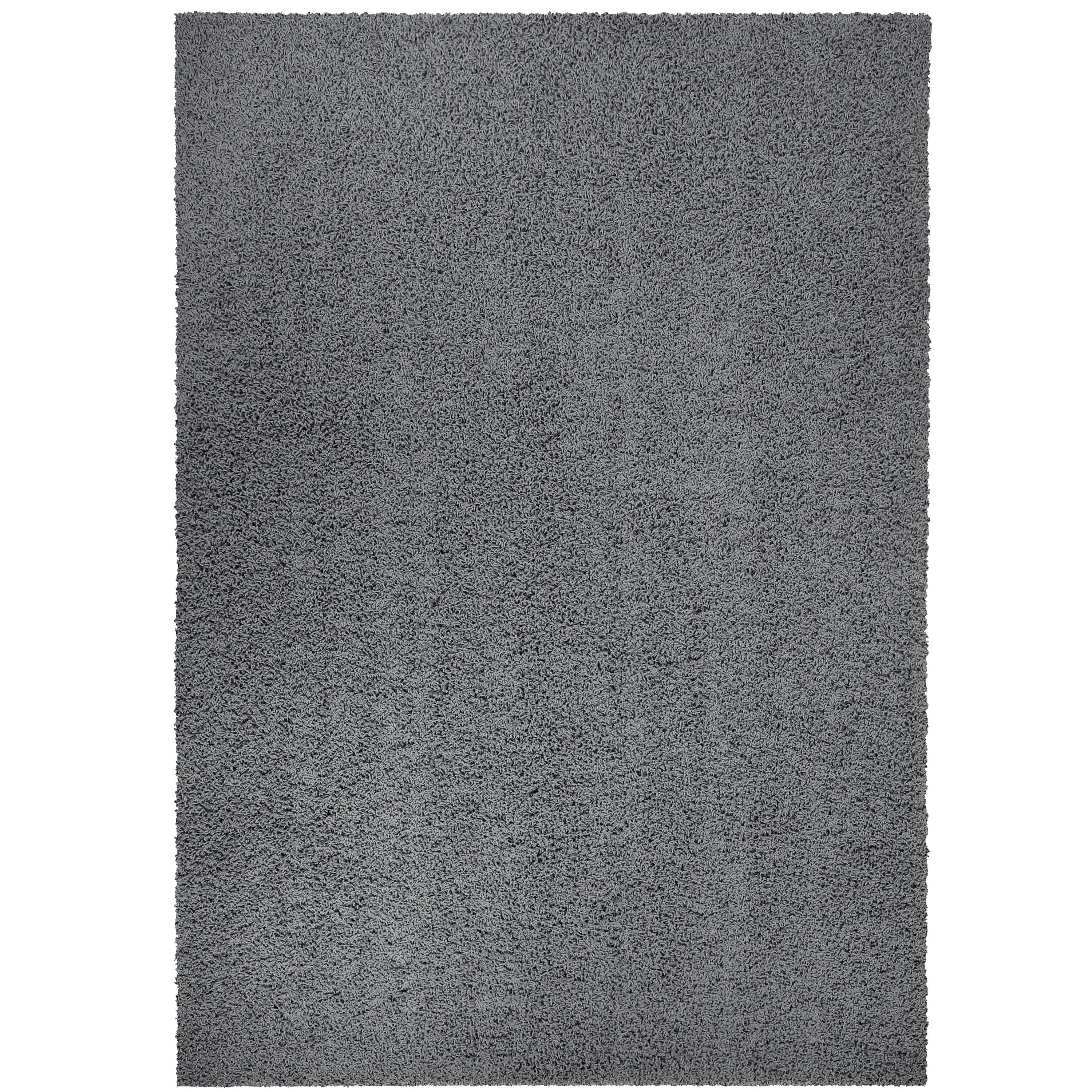 Mainstays Traditional Solid Gray Shag Indoor Area Rug, 5' x 7
