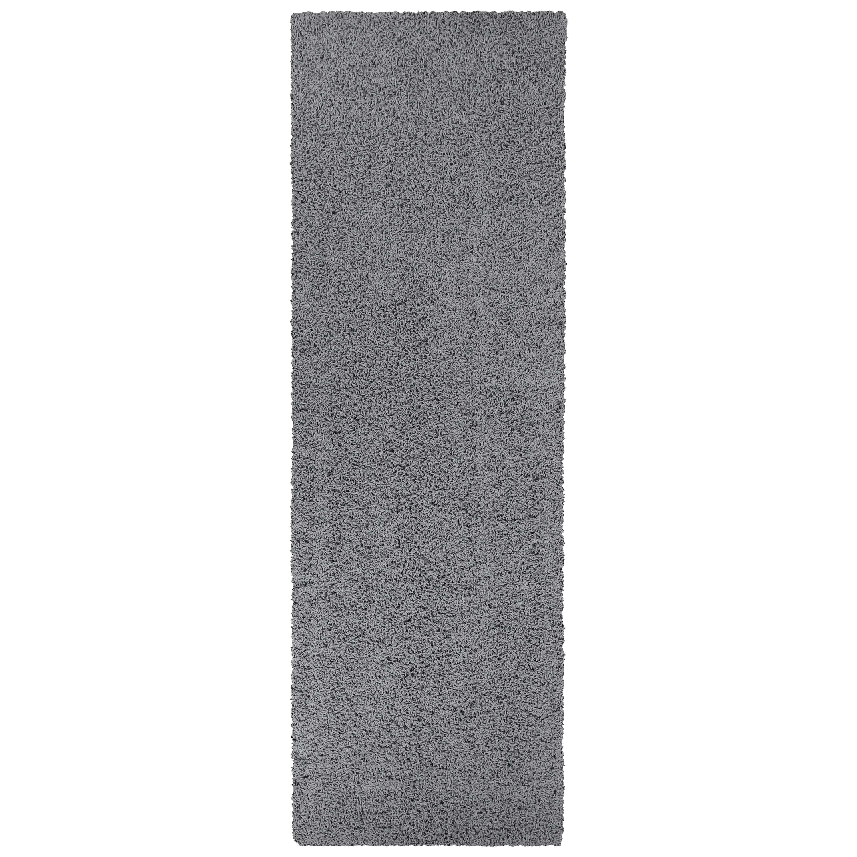 Mainstays Traditional Solid Gray Shag Indoor Hallway Runner Rug, 2' x 6'