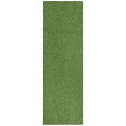 Mainstays Traditional Solid Green Shag Indoor Hallway Runner Rug, 1'9" x 5'