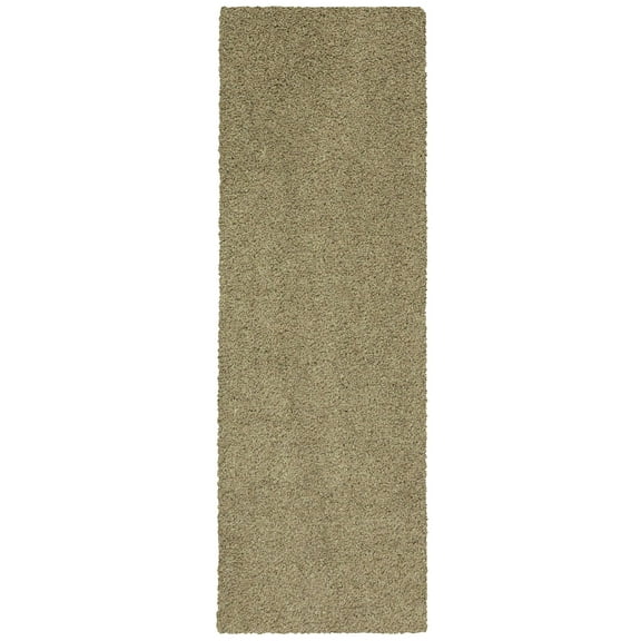 Mainstays Traditional Mushroom Tan Solid Shag Indoor Hallway Runner Rug, 2' x 6'