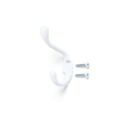 Mainstays, Double Hook White Metal Hook for Hanging Towels and Coats, 10 lbs Capacity, 1 ct
