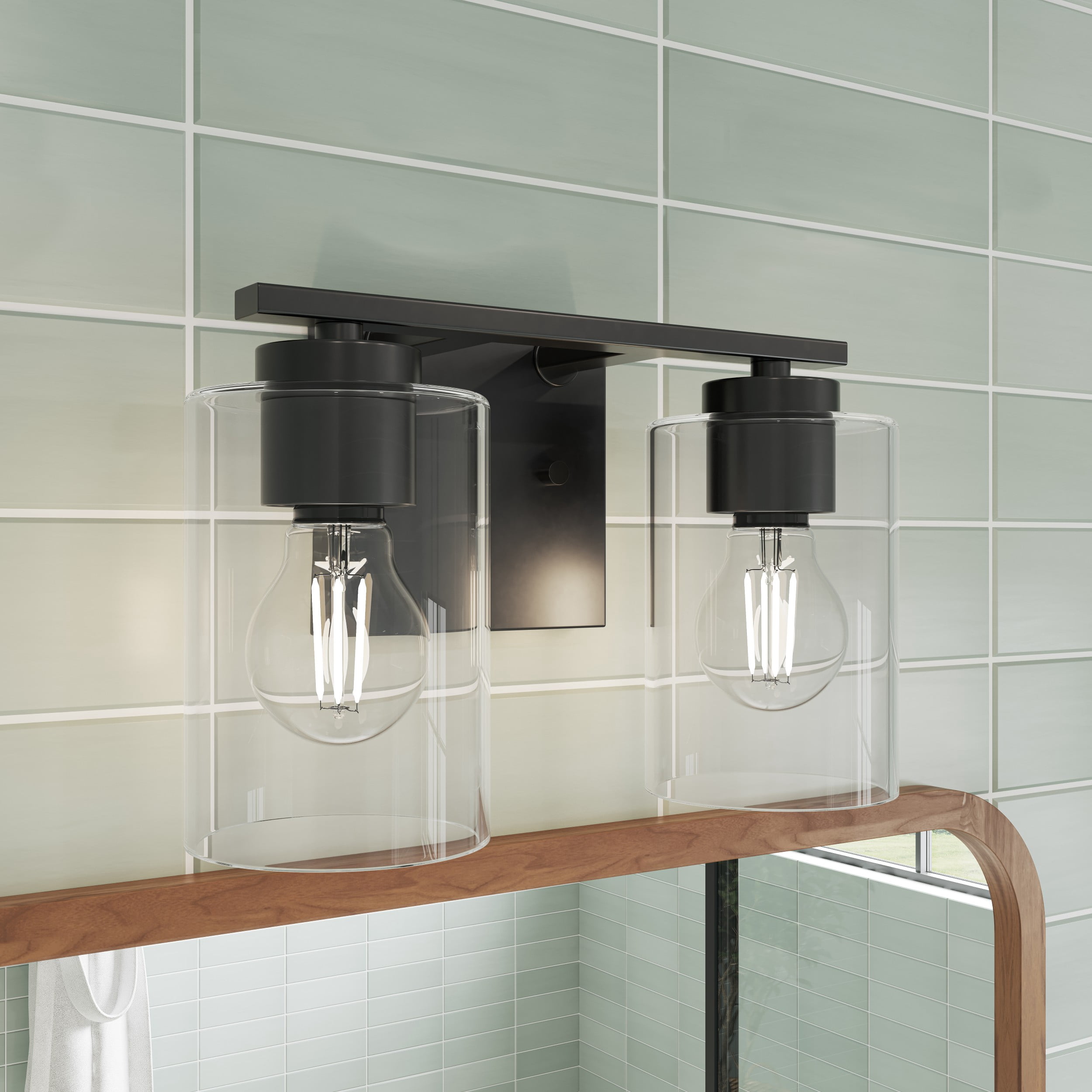 Mainstays 2-Light Vanity Light with Clear Glass Shades