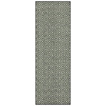 Mainstays Transitional Black Tonal Diamond Indoor Runner Rug, 1'8"x5'