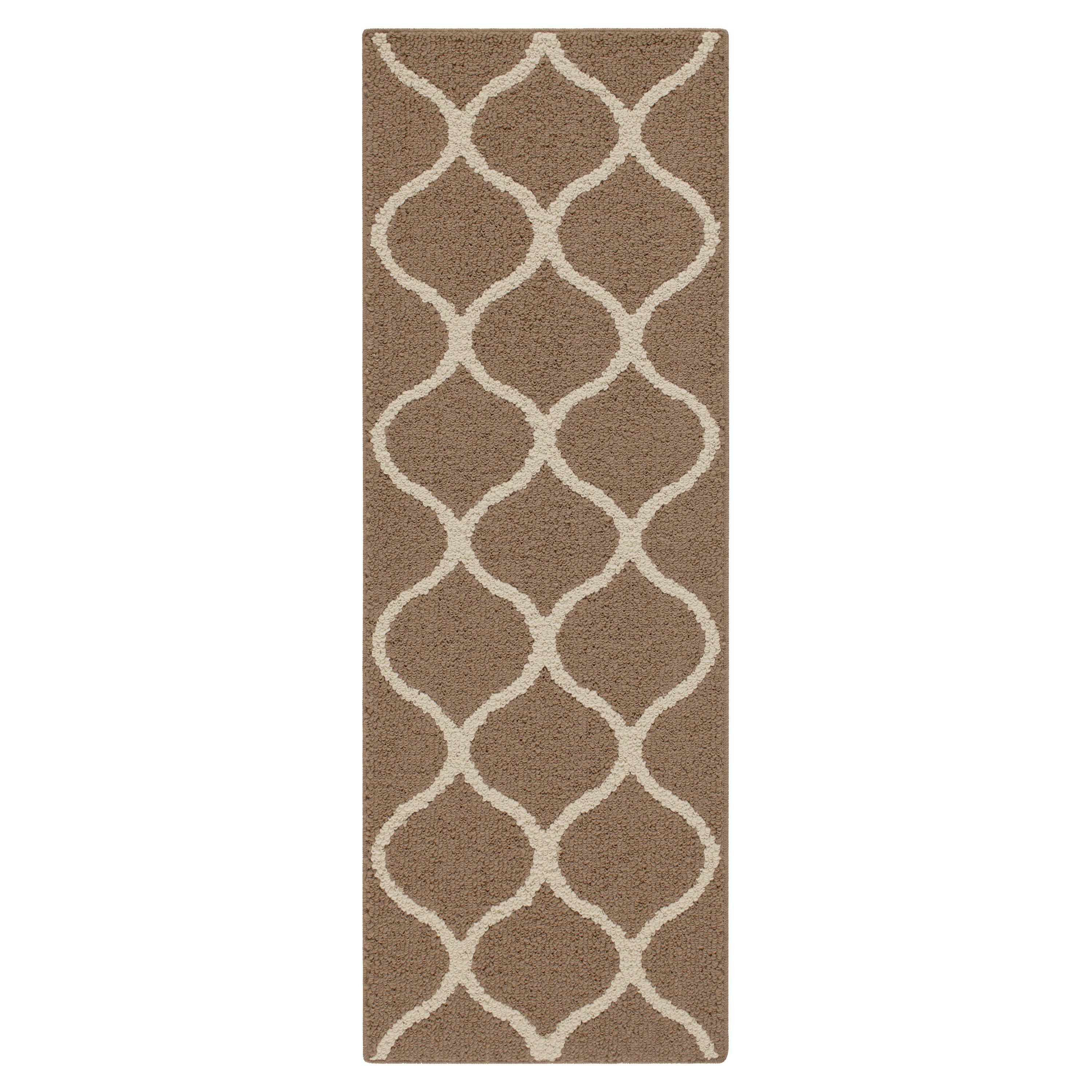 Mainstays Transitional Fretwork Tan Indoor Hallway Runner Rug, 1'9"x5