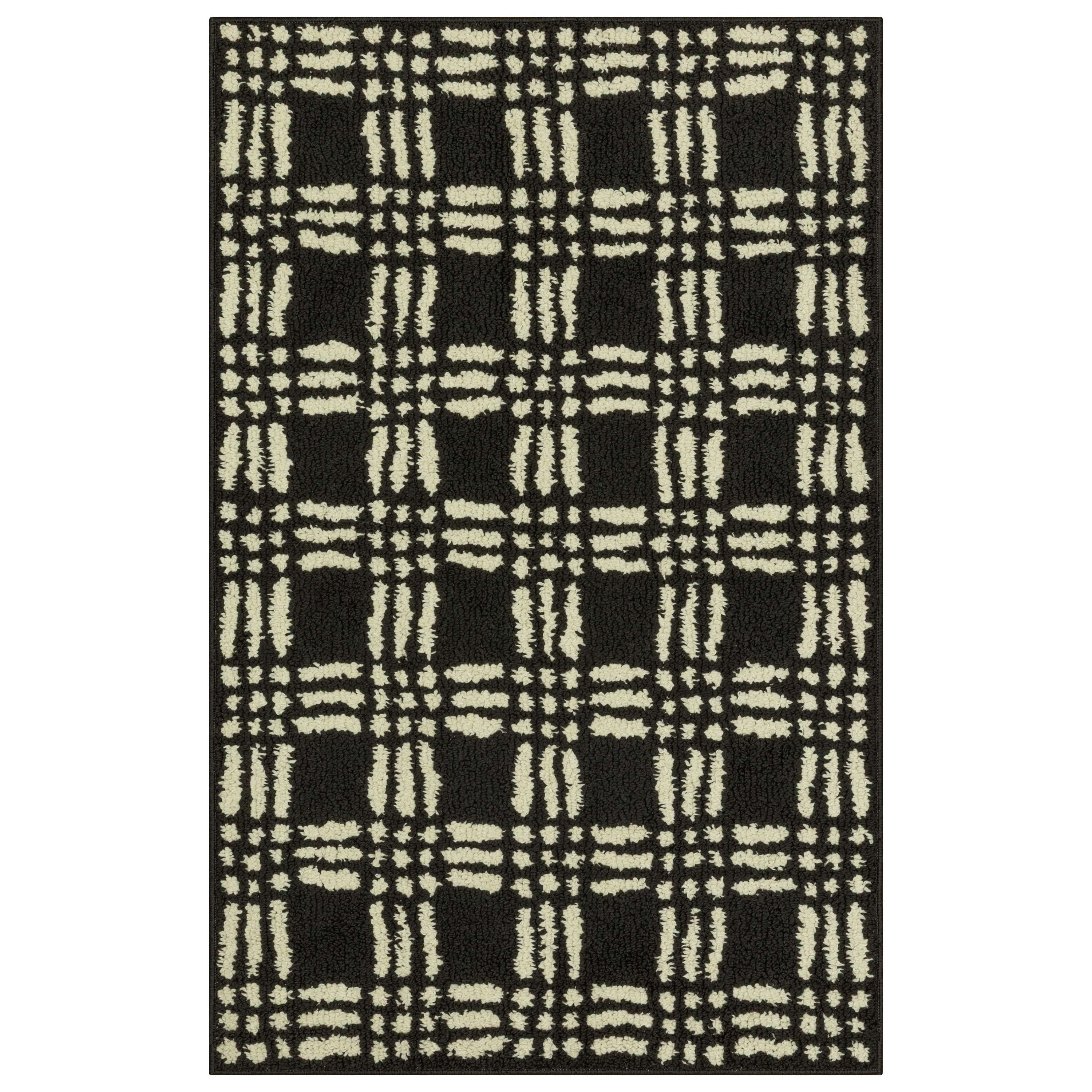 Mainstays Transitional Grid Plaid Black Indoor Accent Rug, 30"x46"