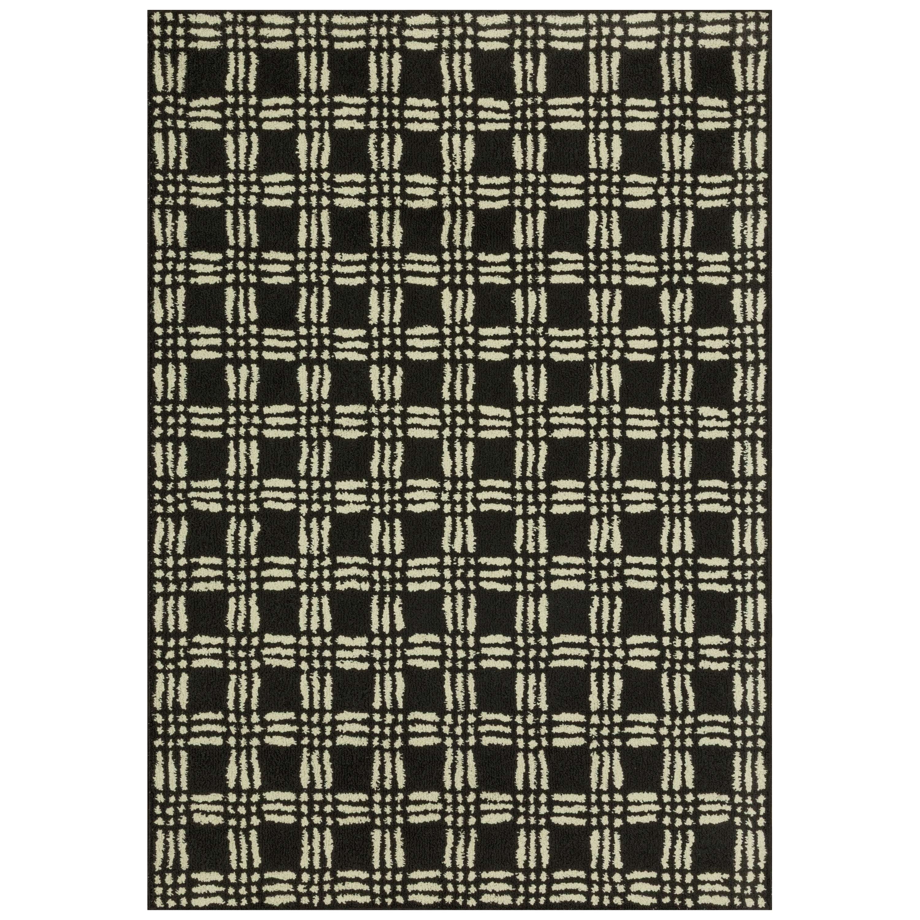 Mainstays Transitional Grid Plaid Black Indoor Area Rug, 5 ft x 7 ft