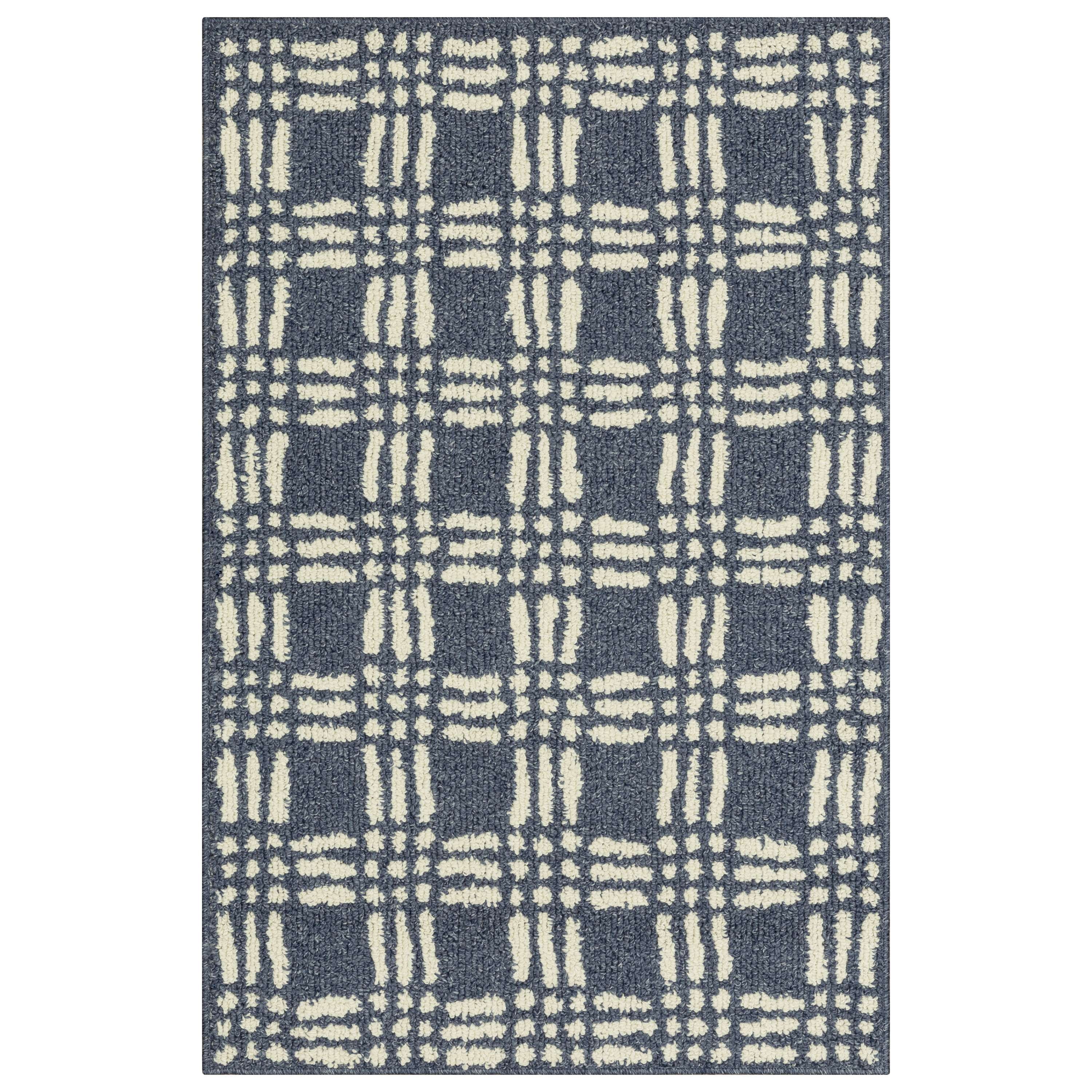Mainstays Transitional Grid Plaid Blue Indoor Accent Rug, 30"x46"