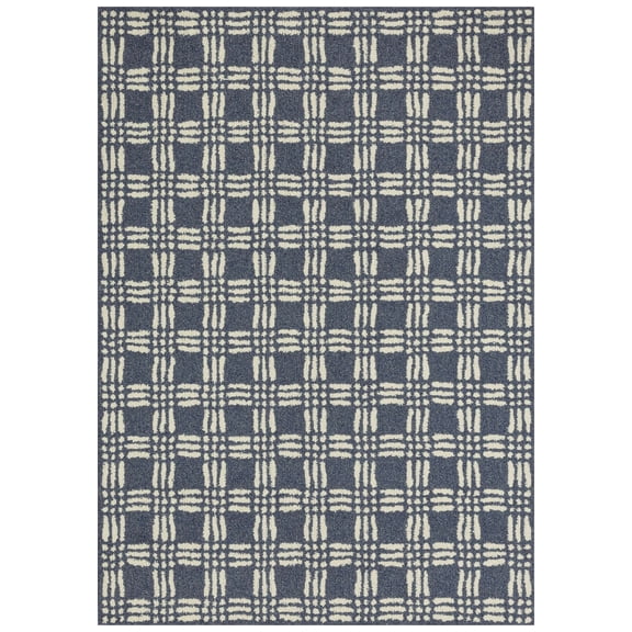 Mainstays Transitional Grid Plaid Blue Indoor Area Rug, 5' x 7'