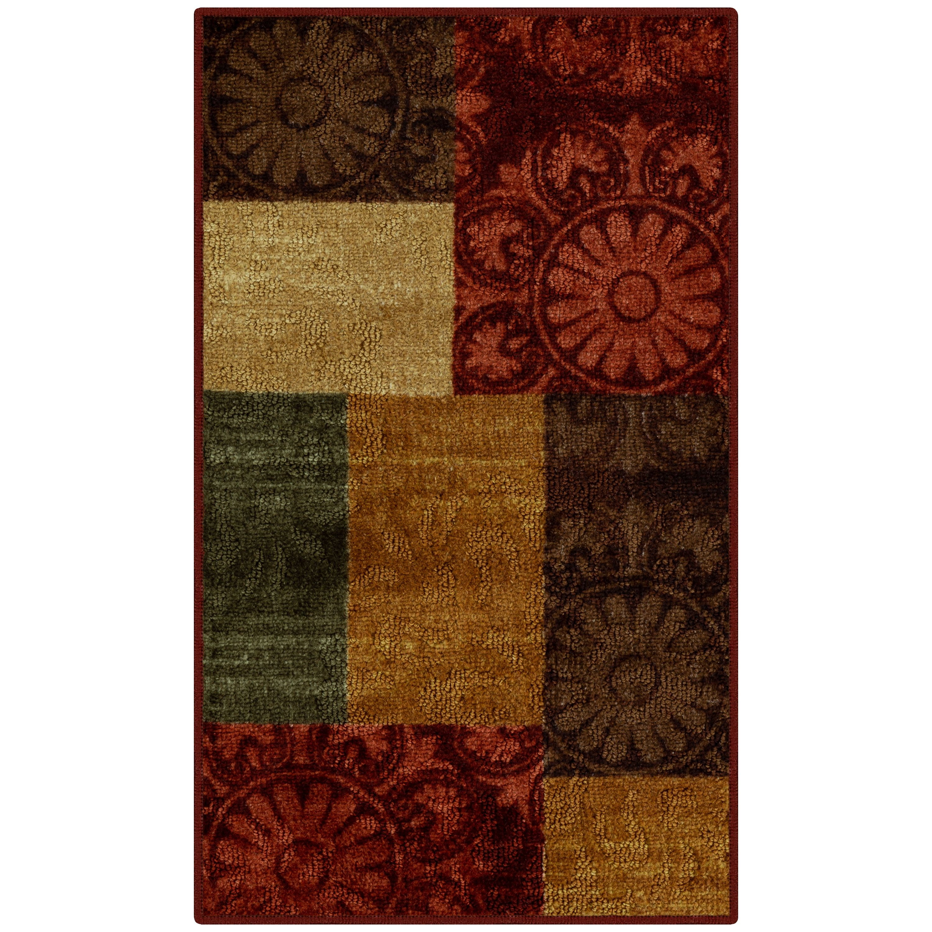 Mainstays Transitional Medallion Block Red Indoor Entryway Accent Rug