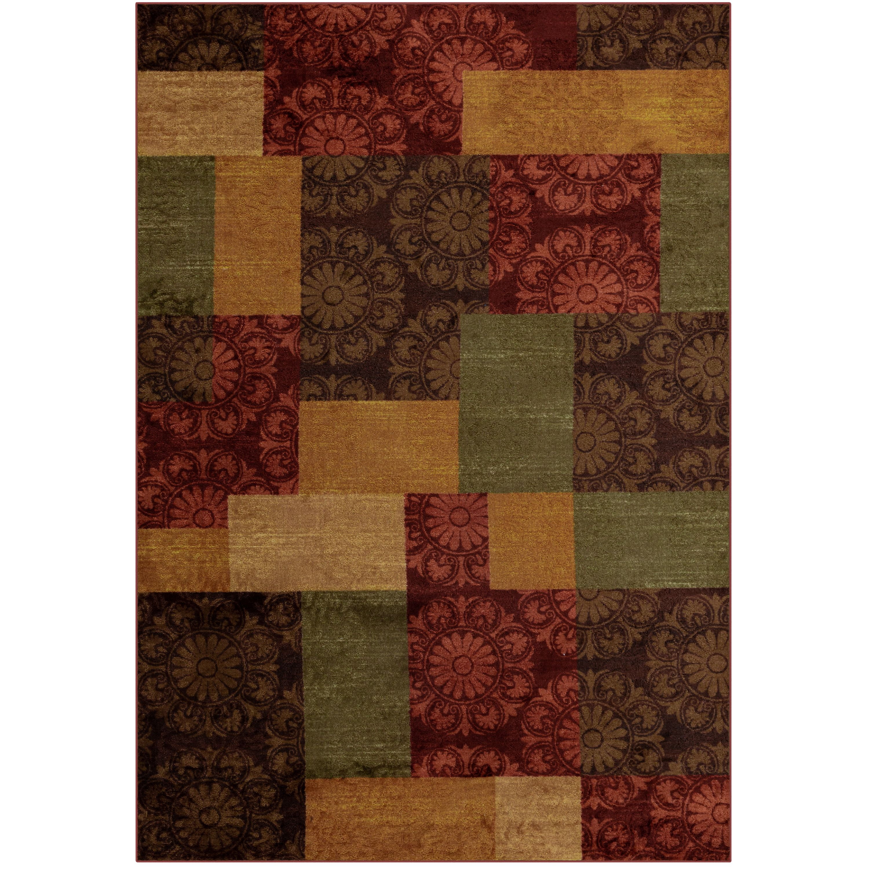 Mainstays Transitional Medallion Block Red Print Indoor Area Rug, 5' x 7'