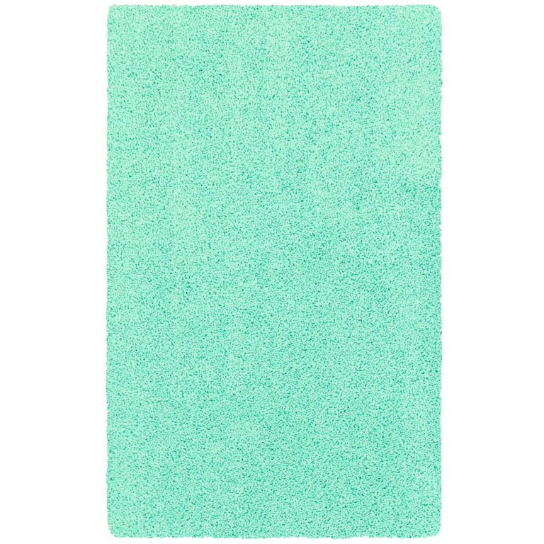 Mainstays Plush Mint Green Shag Area Rug 3' x 4'8 Non-Skid