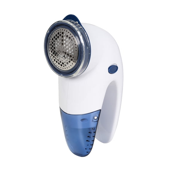 Mainstays Travel Lint Remover & Fabric Shaver – Compact, Battery Operated, Portable, Fabric‑Safe, White/Blue