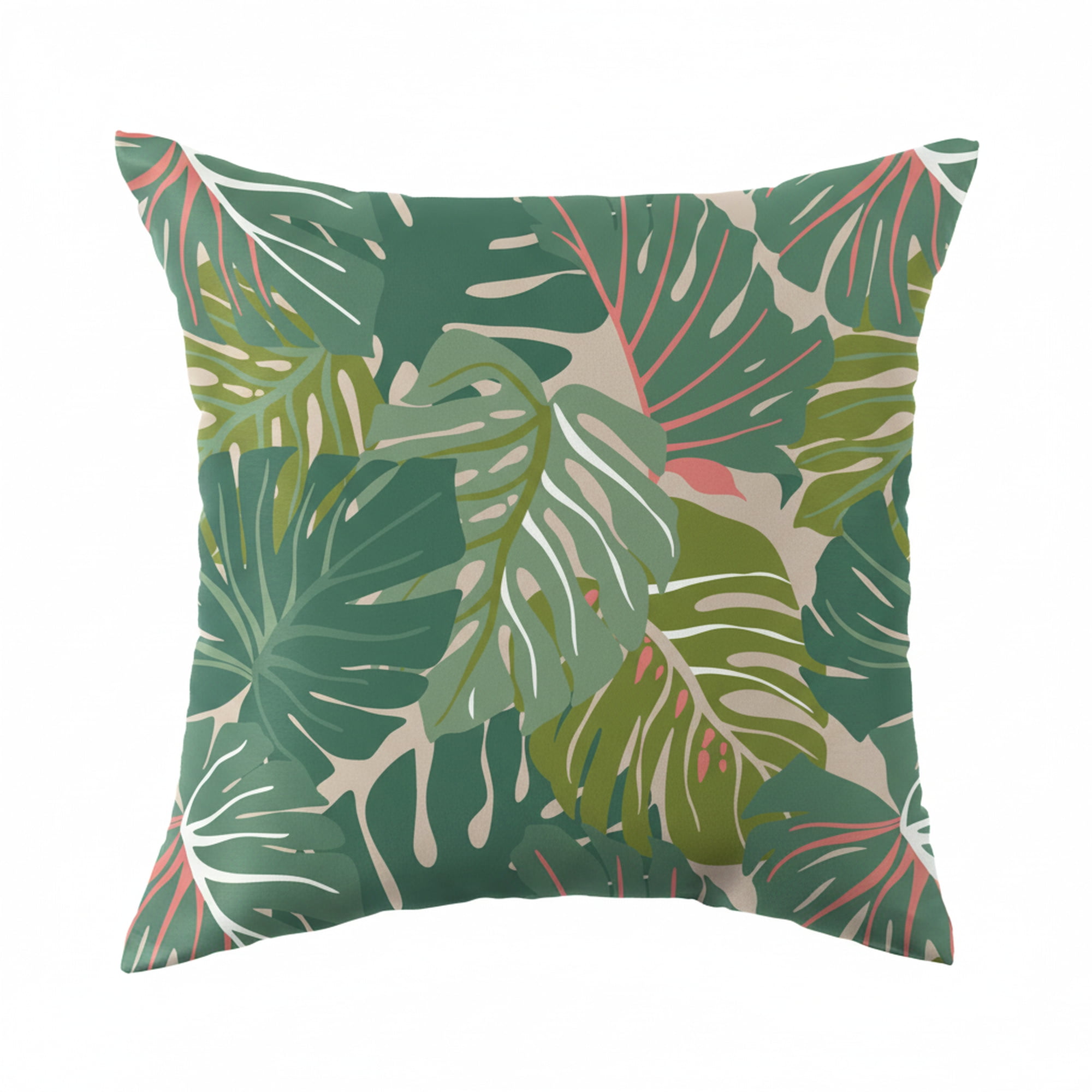 Mainstays 16 in x 16 in Tropical Monstera Outdoor Pillow, Green