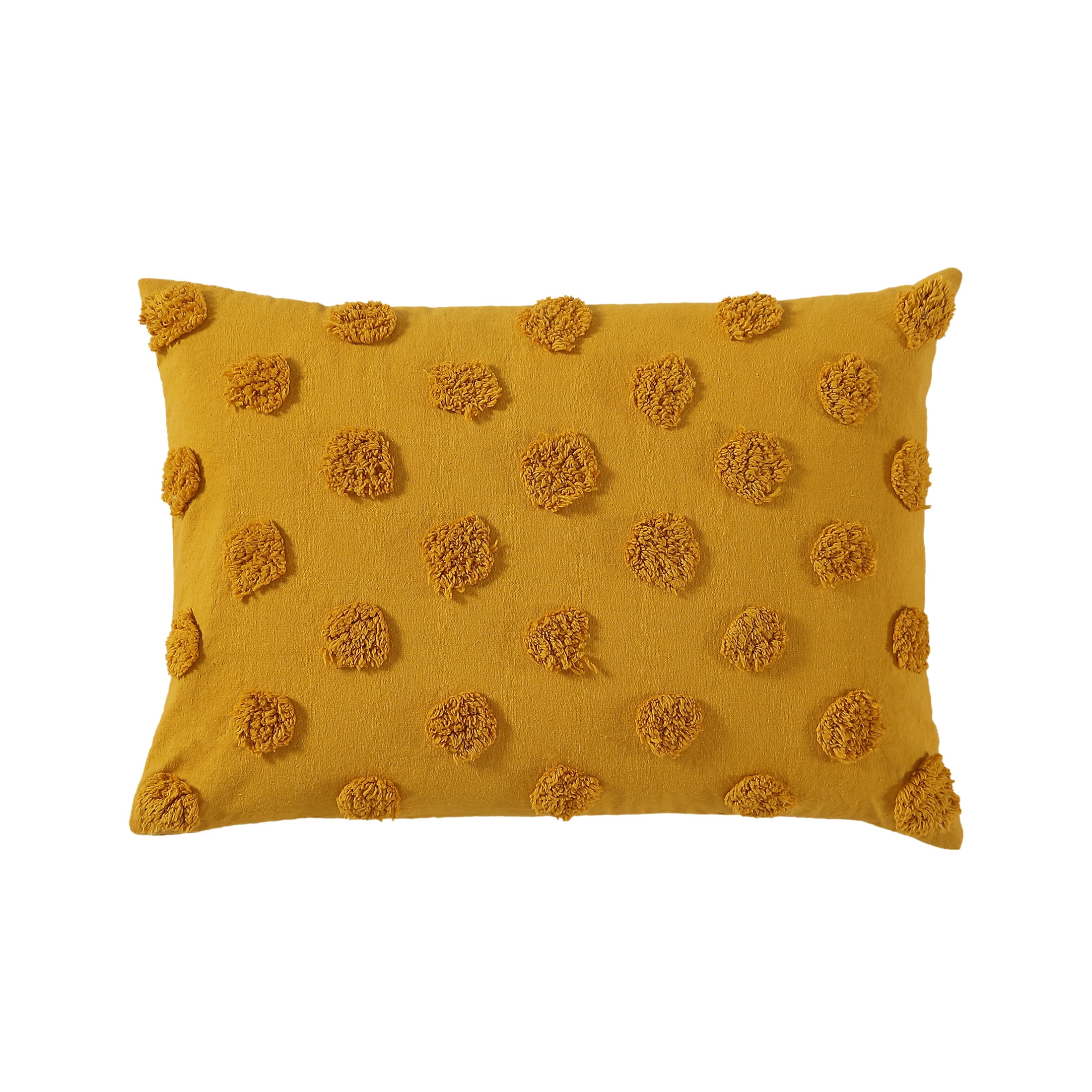 Mainstays, Tufted Dots Decorative Oblong Pillow, 14" x 20", Yellow, 1