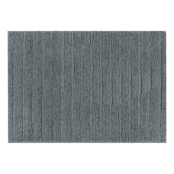Mainstays Tufted Stripe 2 Piece Bath Rug Bundle, Soothing Gray, 17" x 24"