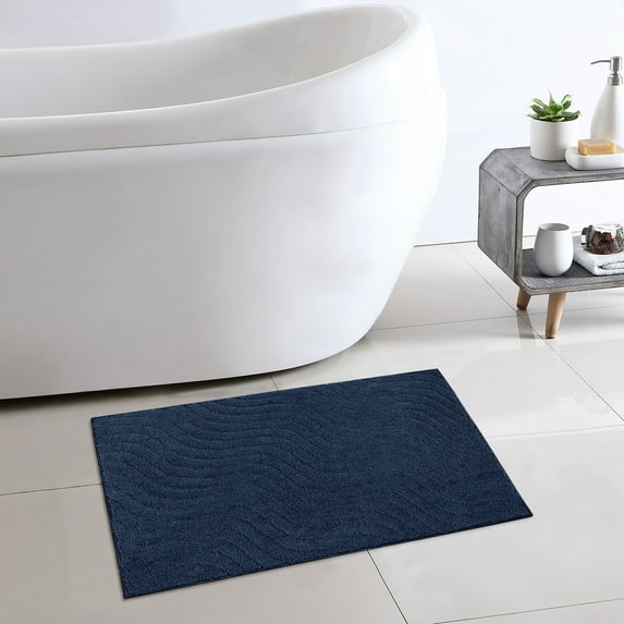 Mainstays Tufted Waves 2 Piece Bath Rug Set, Blue Cove, 17 x 24 Inch & 20 x 30 Inch