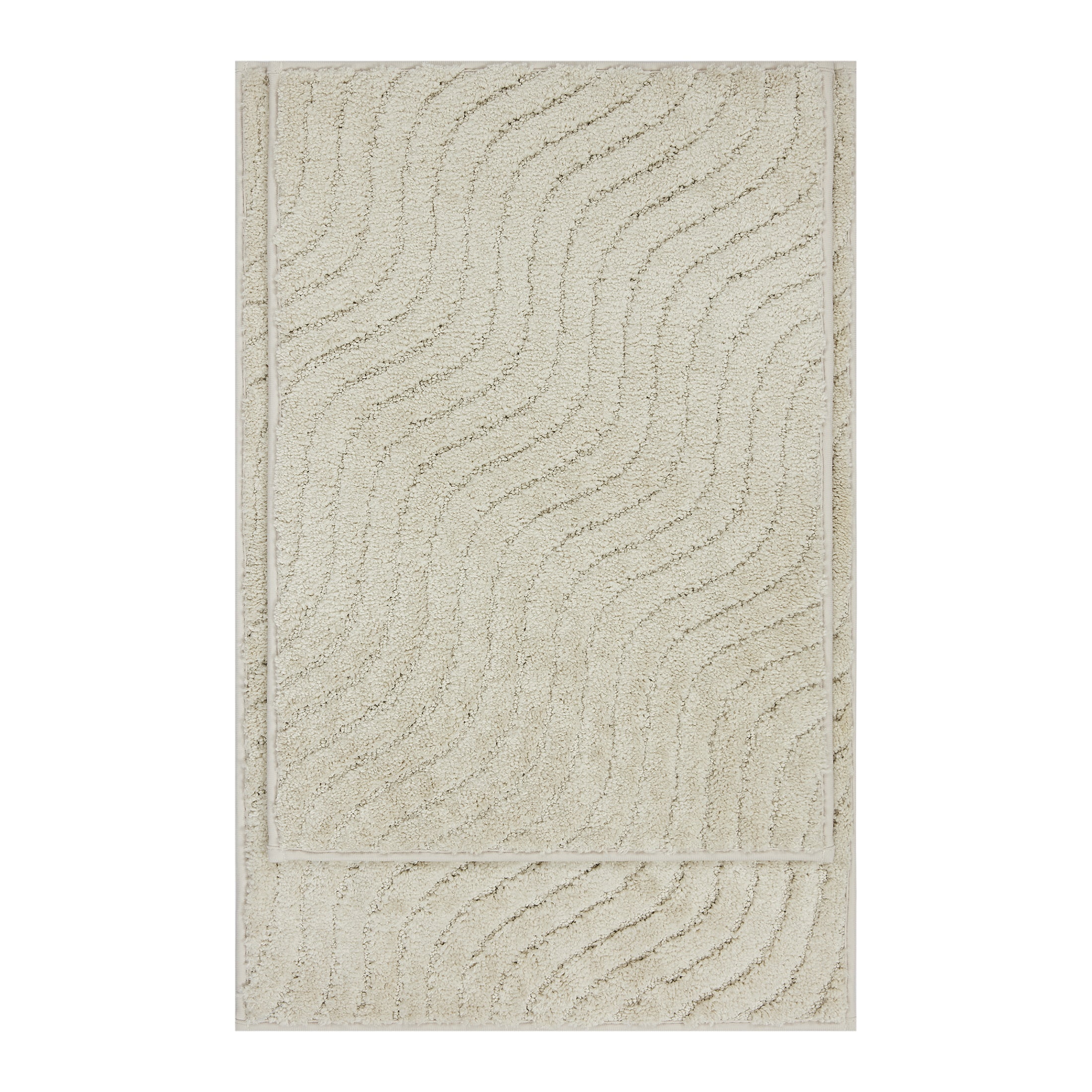 Mainstays Tufted Waves 2 Piece Bath Rug Set, Papyrus Beige, 17" x 24" & 20" x 30"