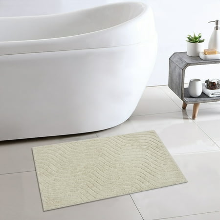 Mainstays Tufted Waves 2 Piece Bath Rug Set, Papyrus Beige, 17" x 24" & 20" x 30"