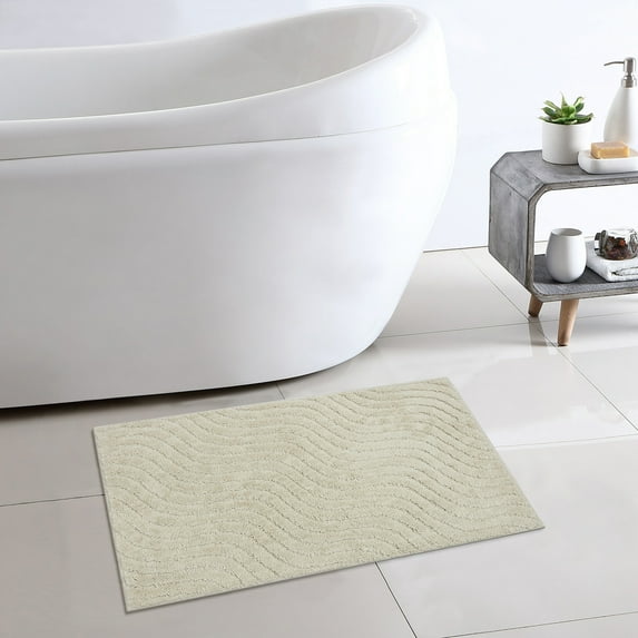 Mainstays Tufted Waves 2 Piece Bath Rug Set, Papyrus Beige, 17" x 24" & 20" x 30"