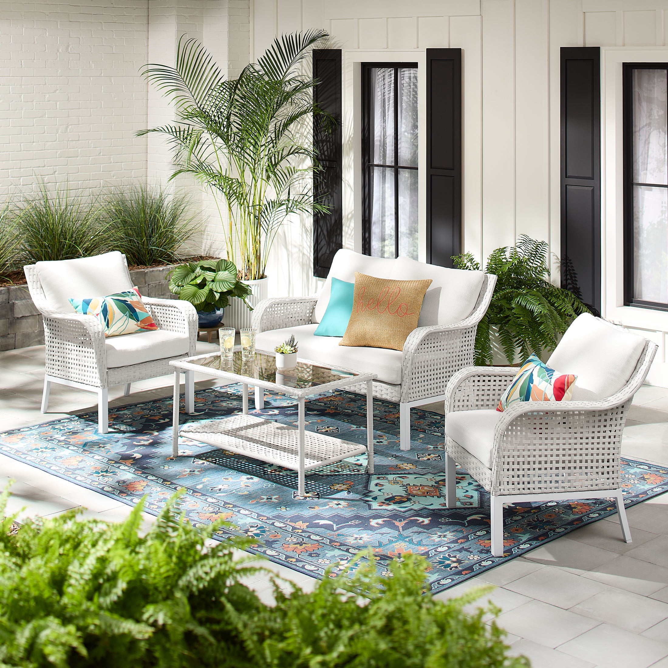 White patio furniture set sale
