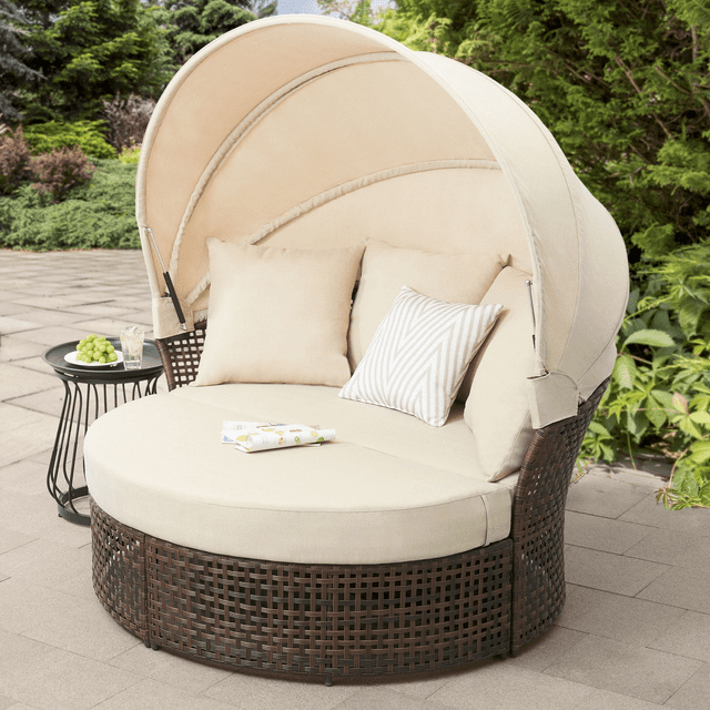 Mainstays Tuscany Ridge 2-Piece Outdoor Daybed with Retractable Canopy, Beige