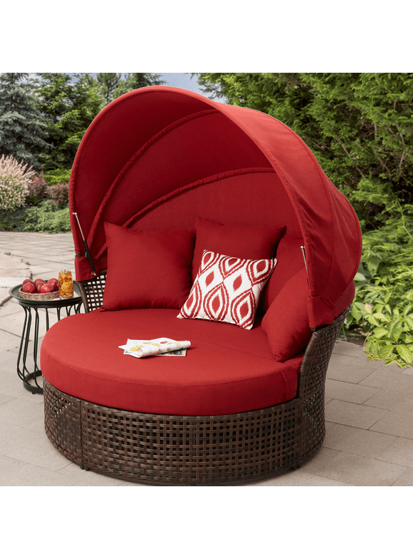 Mainstays Tuscany Ridge 2-Piece Outdoor Daybed with Retractable Canopy, Red